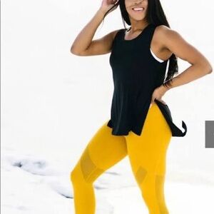 ZYIA Black Long Finesse Slit Tank